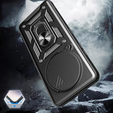 Honor Magic 7 Lite Kılıf Magnetik Standlı Kamera Korumalı Sürgülü Vega Kapak Siyah