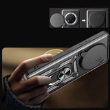 Honor Magic 7 Lite Kılıf Magnetik Standlı Kamera Korumalı Sürgülü Vega Kapak Siyah