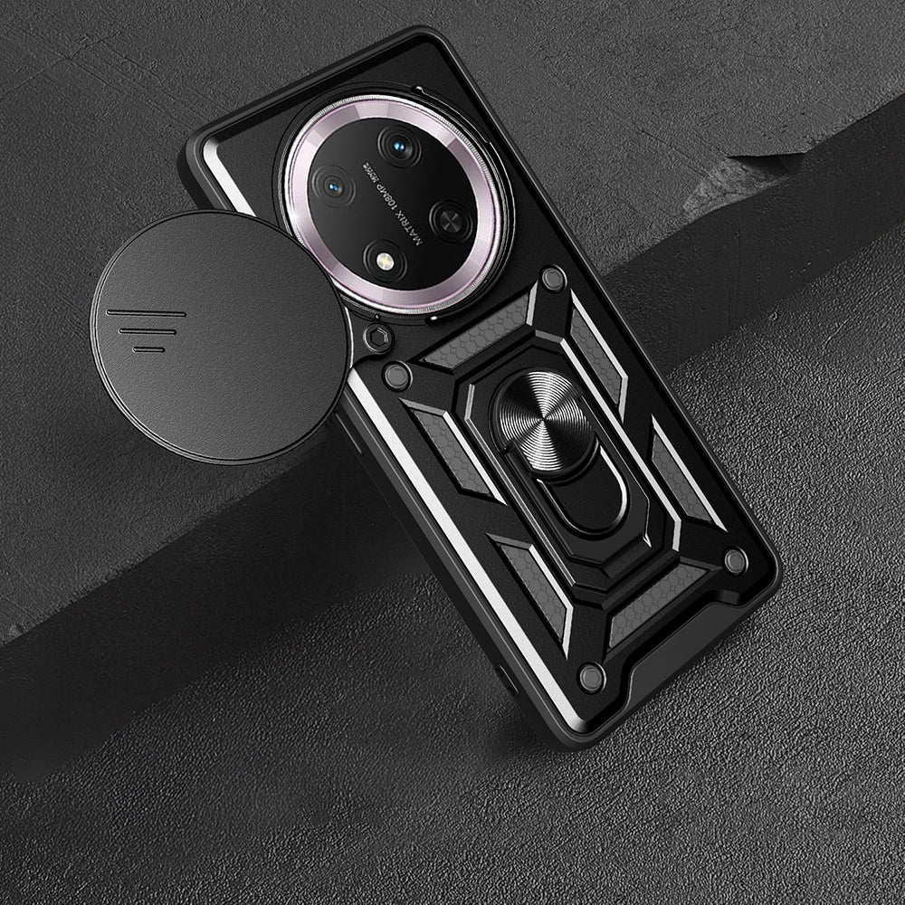 Honor Magic 7 Lite Kılıf Magnetik Standlı Kamera Korumalı Sürgülü Vega Kapak Siyah