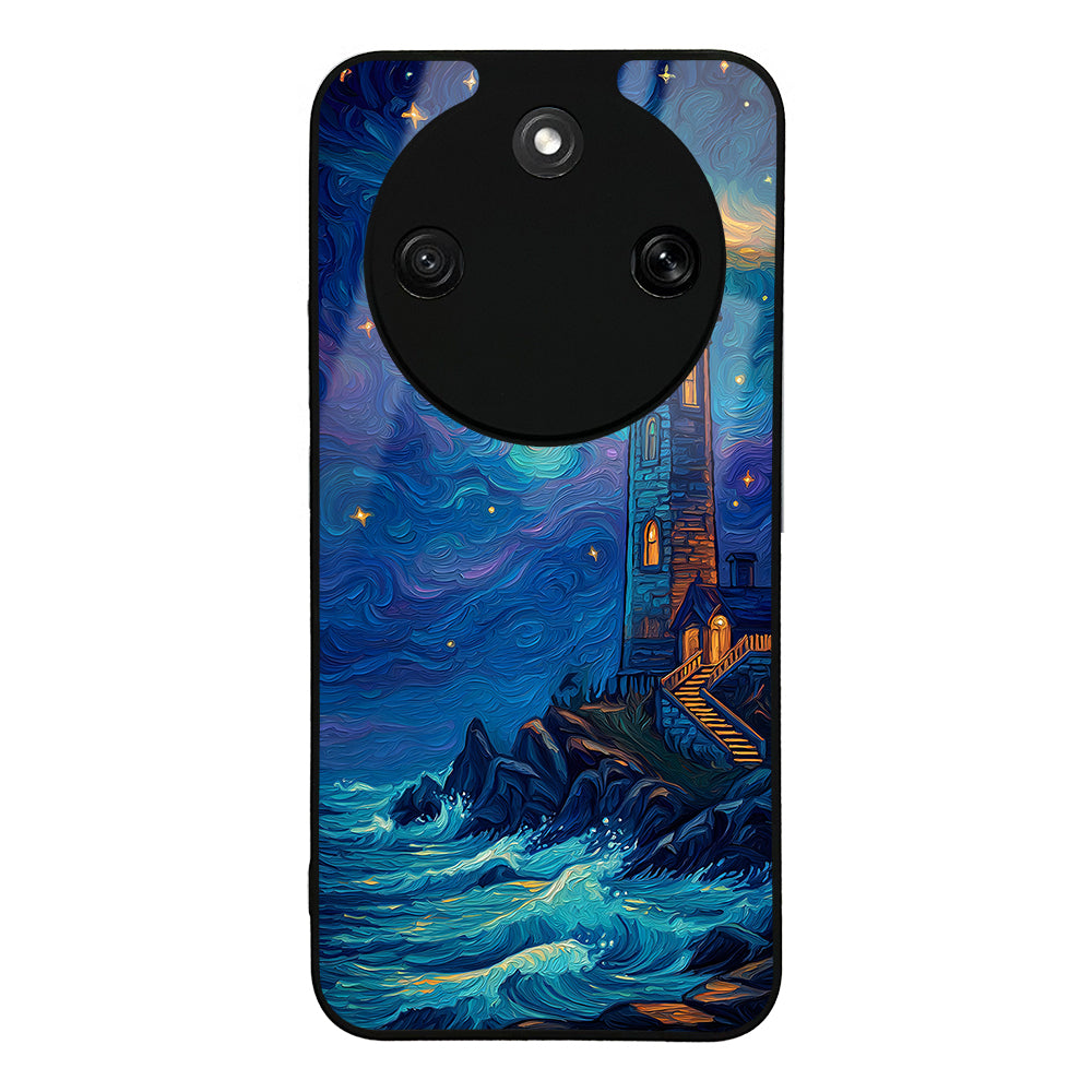 Honor Magic 8 Lite 5G Kılıf Kamera Korumalı Desenli Lusi Kapak Deniz Feneri