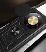 Honor Magic 8 Lite 5G Kılıf Magnetik Standlı Kamera Korumalı Sürgülü Vega Kapak Mavi