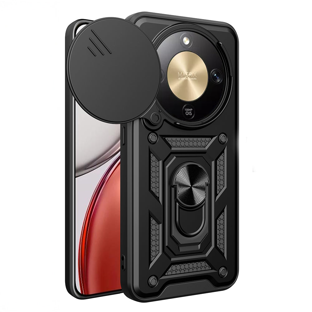 Honor Magic 8 Lite 5G Kılıf Magnetik Standlı Kamera Korumalı Sürgülü Vega Kapak Mavi