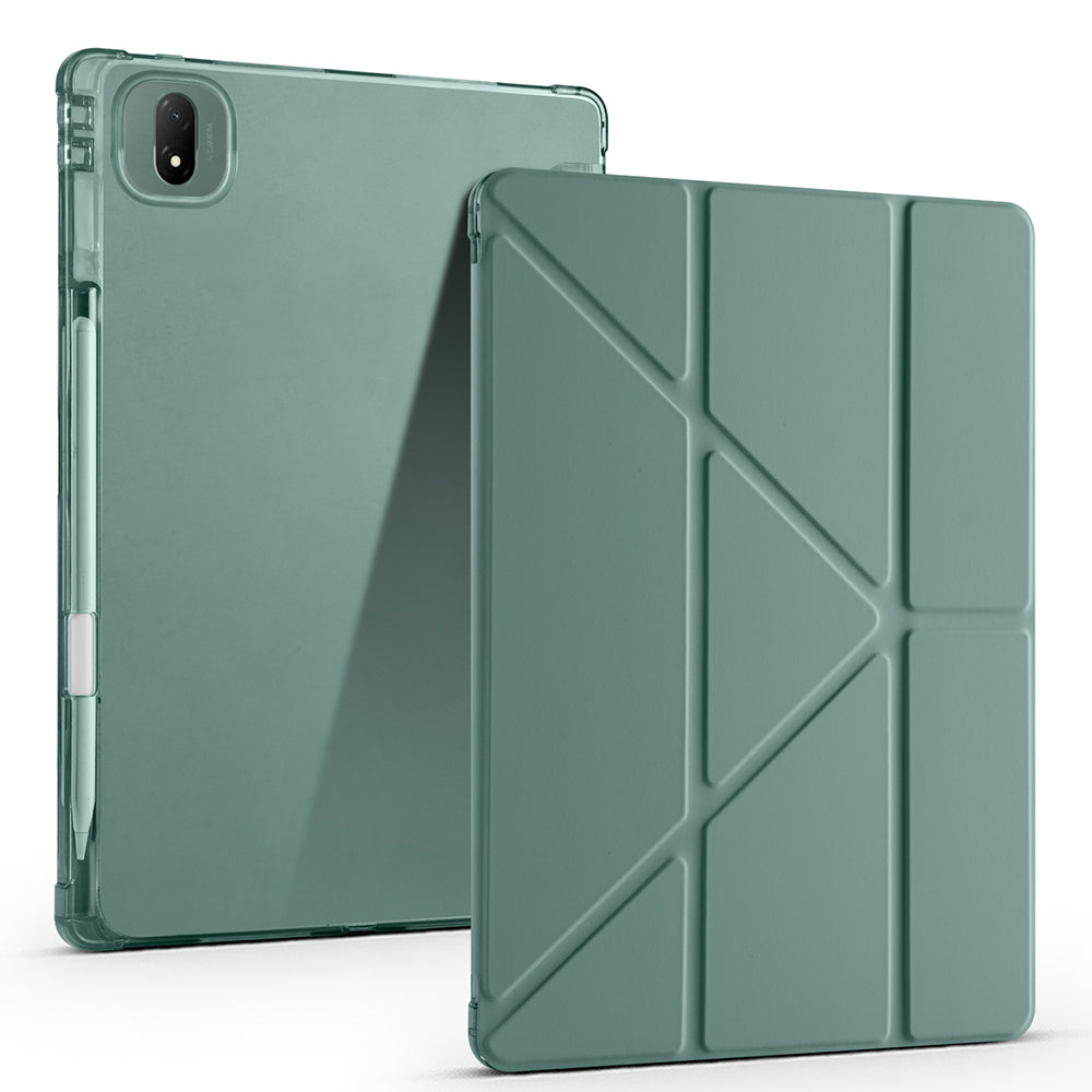 Honor MagicPad 2 Kılıf Zore Tri Folding Kalem Bölmeli Standlı Kılıf Koyu Yeşil