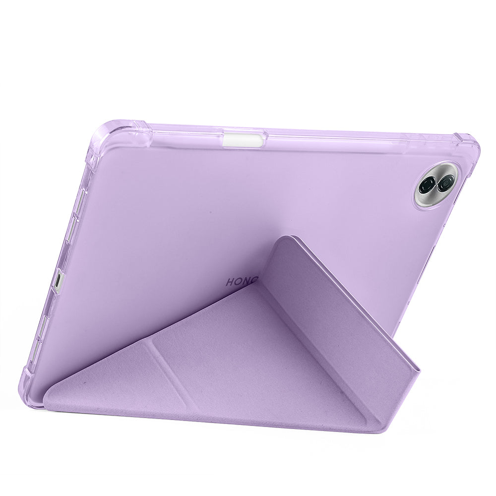 Honor Pad 10 12.1 Kılıf Tri Folding Kalem Bölmeli Standlı Kılıf Mor