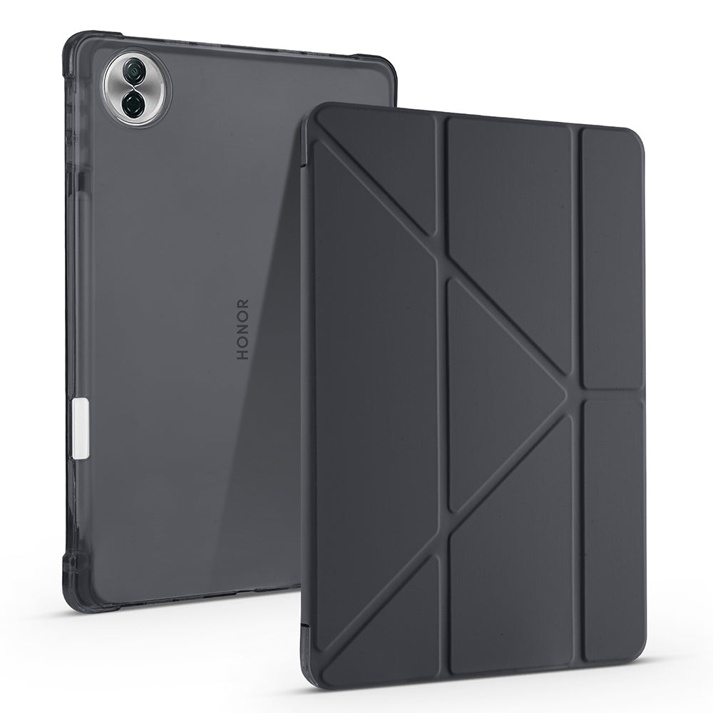 Honor Pad 10 12.1 Kılıf Zore Tri Folding Kalem Bölmeli Standlı Kılıf Siyah