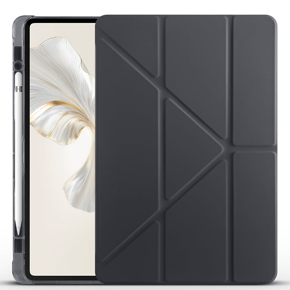Honor Pad 9 Kılıf Zore Tri Folding Kalem Bölmeli Standlı Kılıf Gri