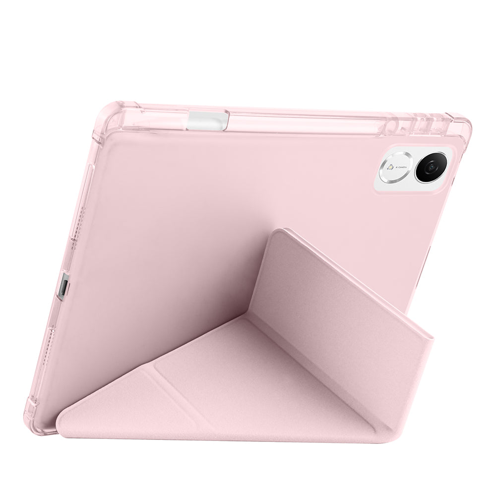Honor Pad V9 Kılıf Zore Tri Folding Kalem Bölmeli Standlı Kılıf Rose Gold