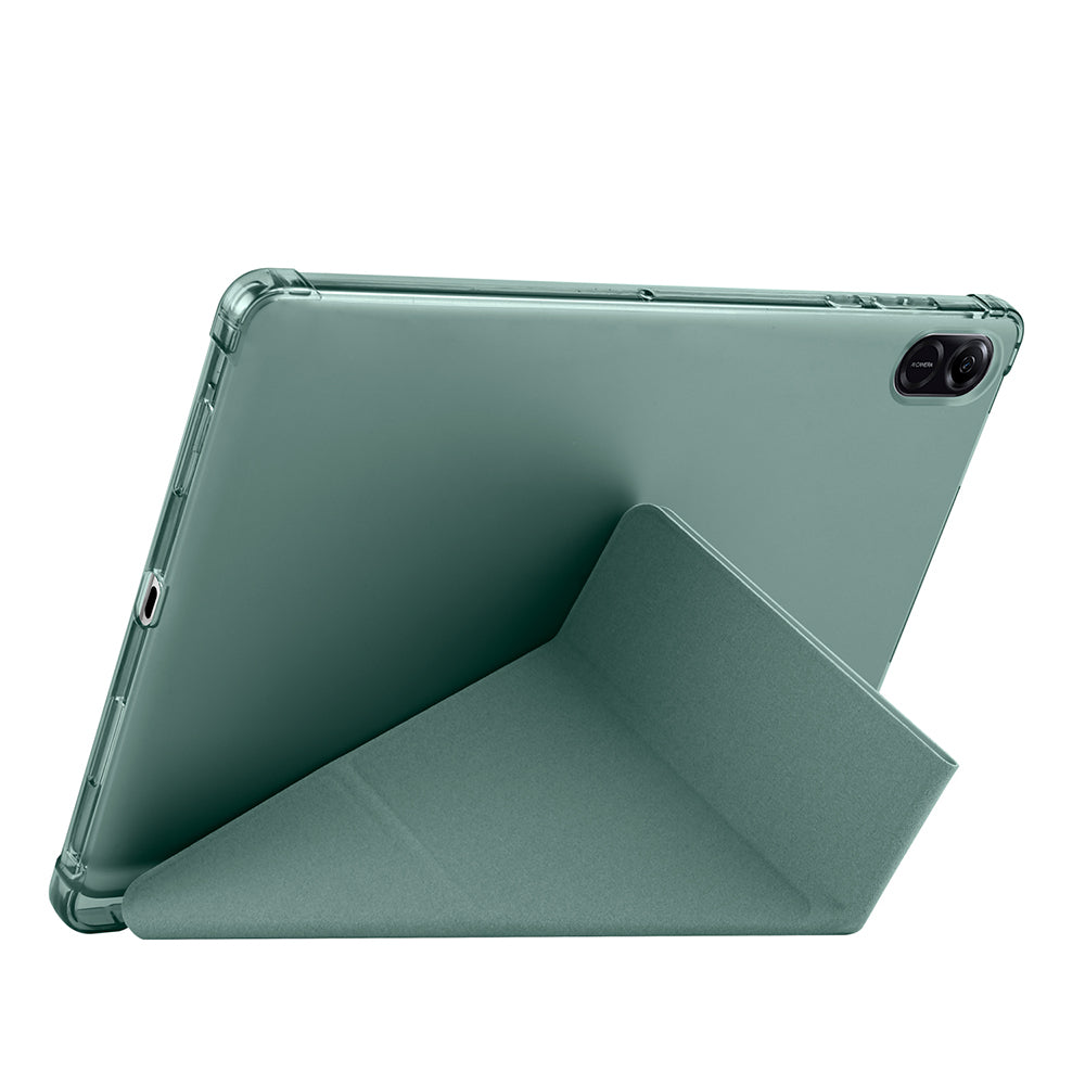 Honor Pad X8A Kılıf Zore Tri Folding Kalem Bölmeli Standlı Kılıf Koyu Yeşil