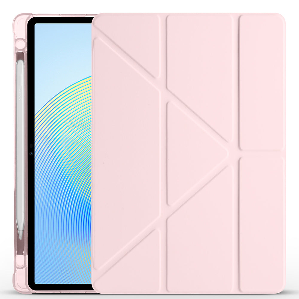 Honor Pad X8A Kılıf Zore Tri Folding Kalem Bölmeli Standlı Kılıf Rose Gold