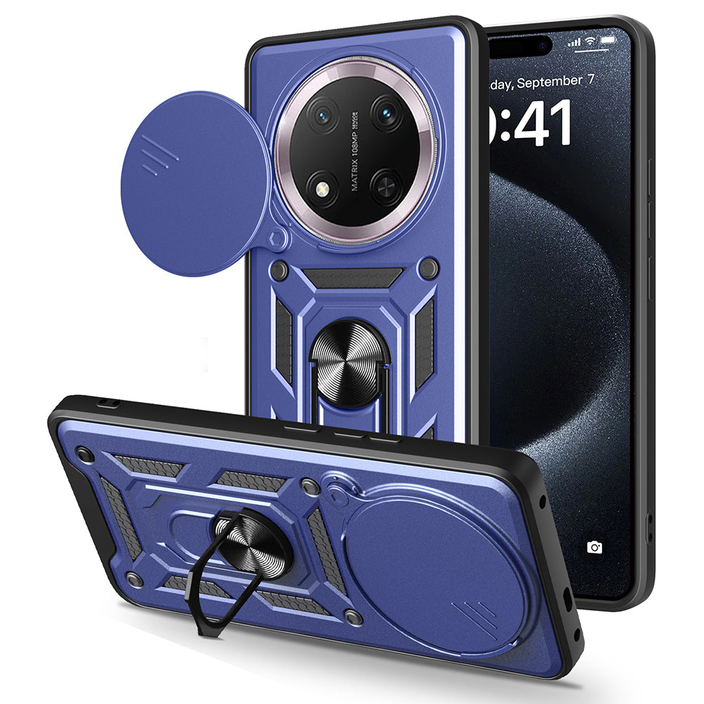 Honor X9C Kılıf Magnetik Standlı Kamera Korumalı Sürgülü Vega Kapak Siyah