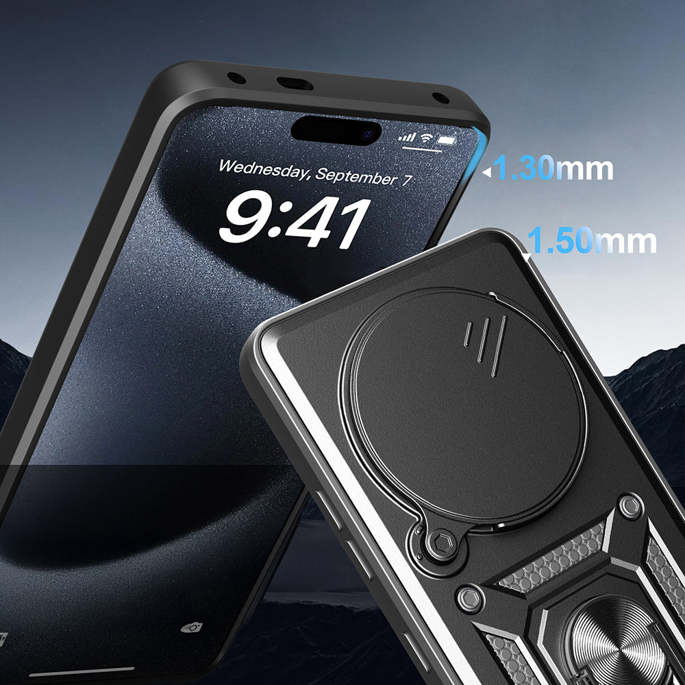 Honor X9C Kılıf Magnetik Standlı Kamera Korumalı Sürgülü Vega Kapak Siyah