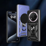 Honor X9C Kılıf Magnetik Standlı Kamera Korumalı Sürgülü Vega Kapak Siyah