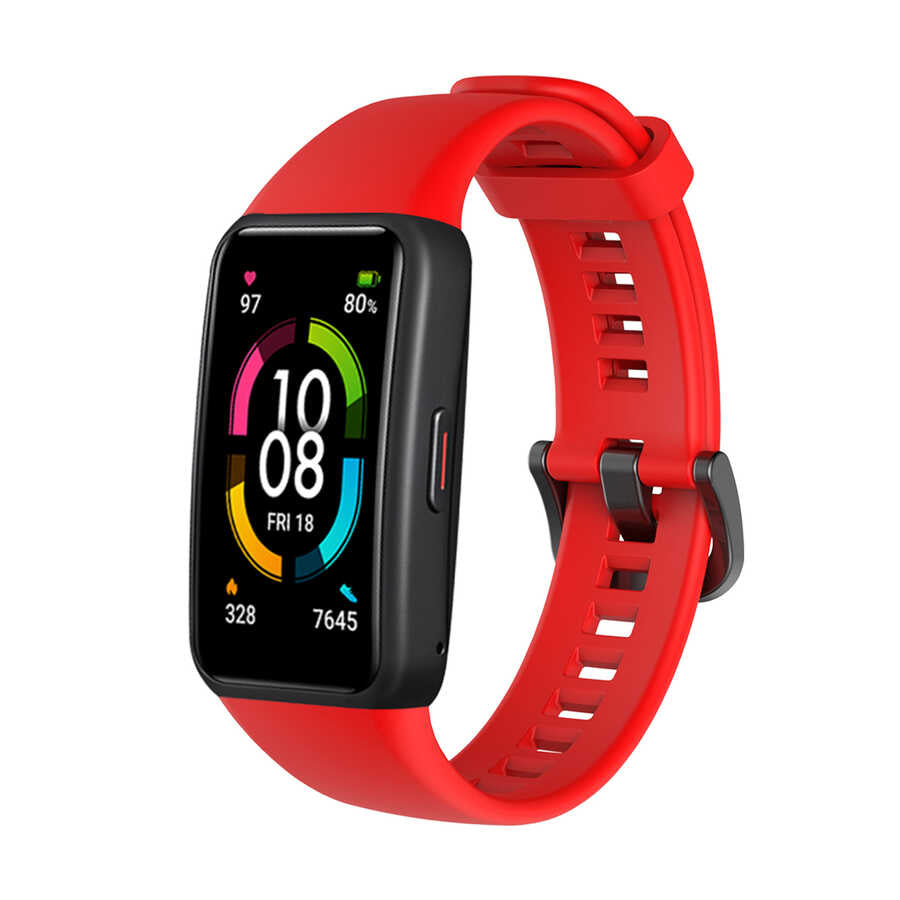 Huawei Band 6 Zore KRD-47 Silikon Kordon Kırmızı