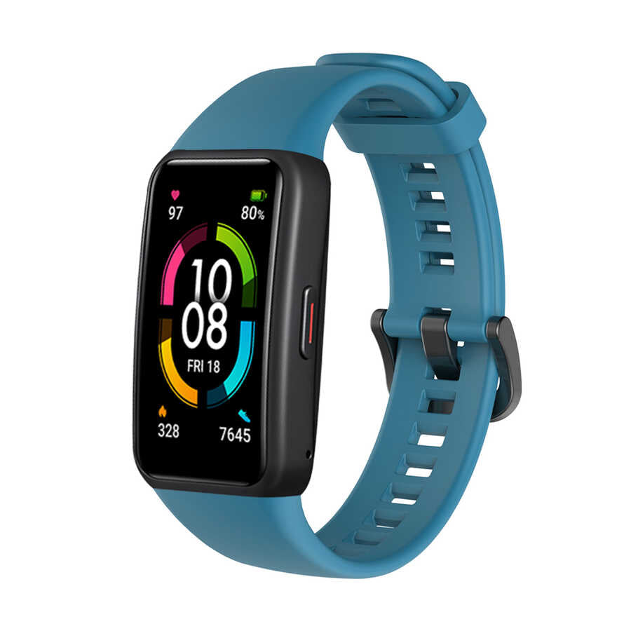 Huawei Band 6 Zore KRD-47 Silikon Kordon Petrol Mavi