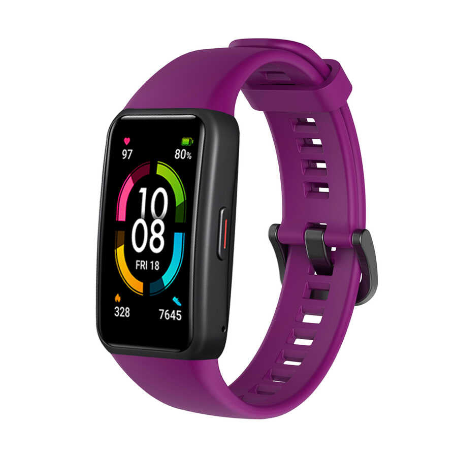 Huawei Band 6 Zore KRD-47 Silikon Kordon Mürdüm
