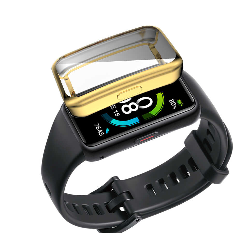 Huawei Band 6 Zore Watch Gard 09 Koruyucu Silikon Gold