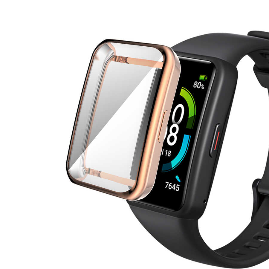 Huawei Band 6 Zore Watch Gard 09 Koruyucu Silikon Rose Gold