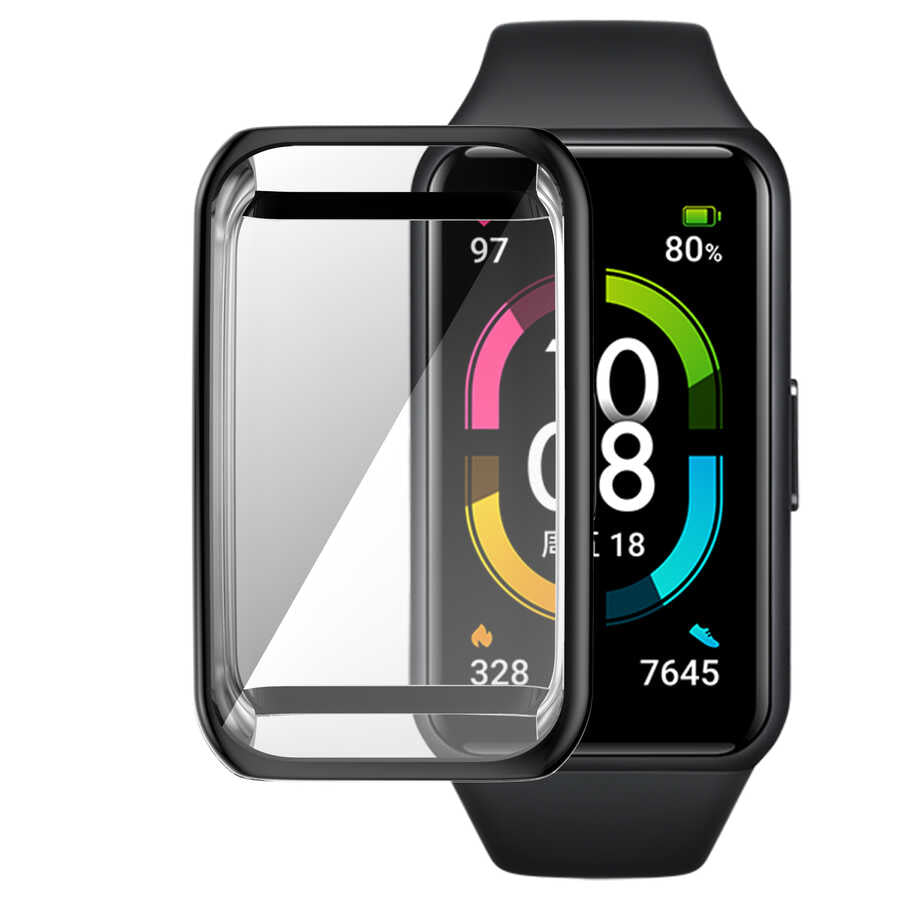Huawei Band 7 Zore Watch Gard 09 Koruyucu Silikon Gri