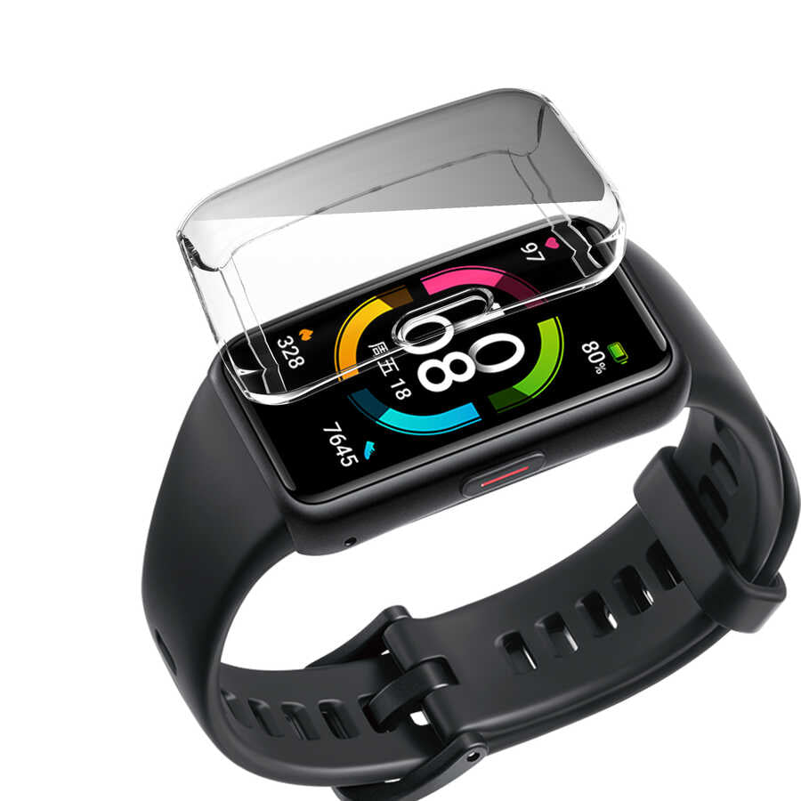 Huawei Band 7 Zore Watch Gard 09 Koruyucu Silikon Gri