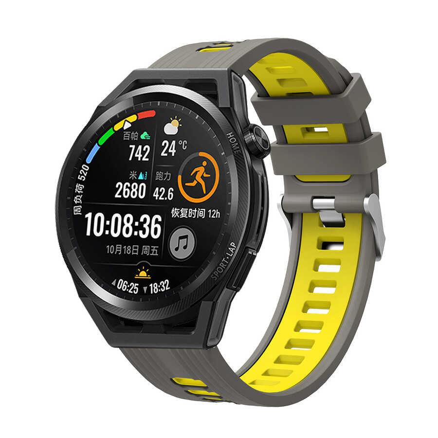 Huawei GT2 42mm KRD-55 Silikon Kordon Kırmızı-Siyah