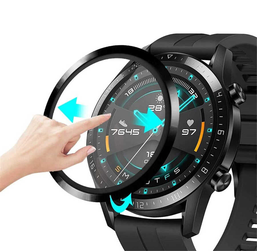 Huawei GT2 42mm Zore PMMA Pet Saat Ekran Koruyucu Siyah