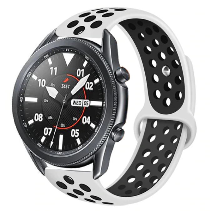 Huawei GT2 46mm KRD-02 22mm Silikon Kordon Beyaz-Siyah