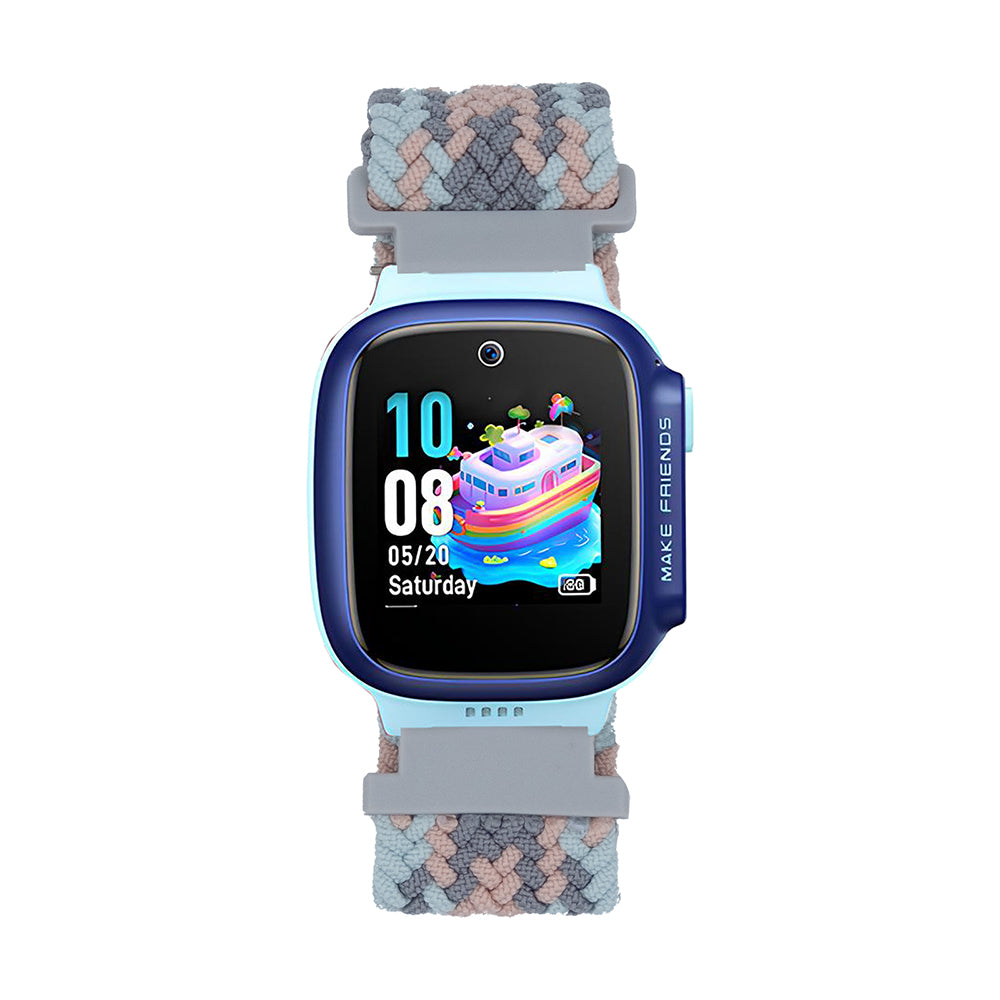 Huawei GT4 41mm Zore KRD-139 18mm Çocuklara Özel Örgü Kordon Gri-Pembe
