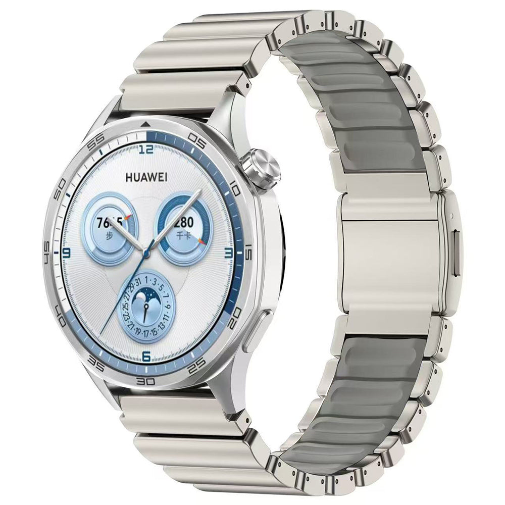 Huawei GT4 46mm Zore KRD-151 22mm Metal Silikon Kordon Gümüş-Gri