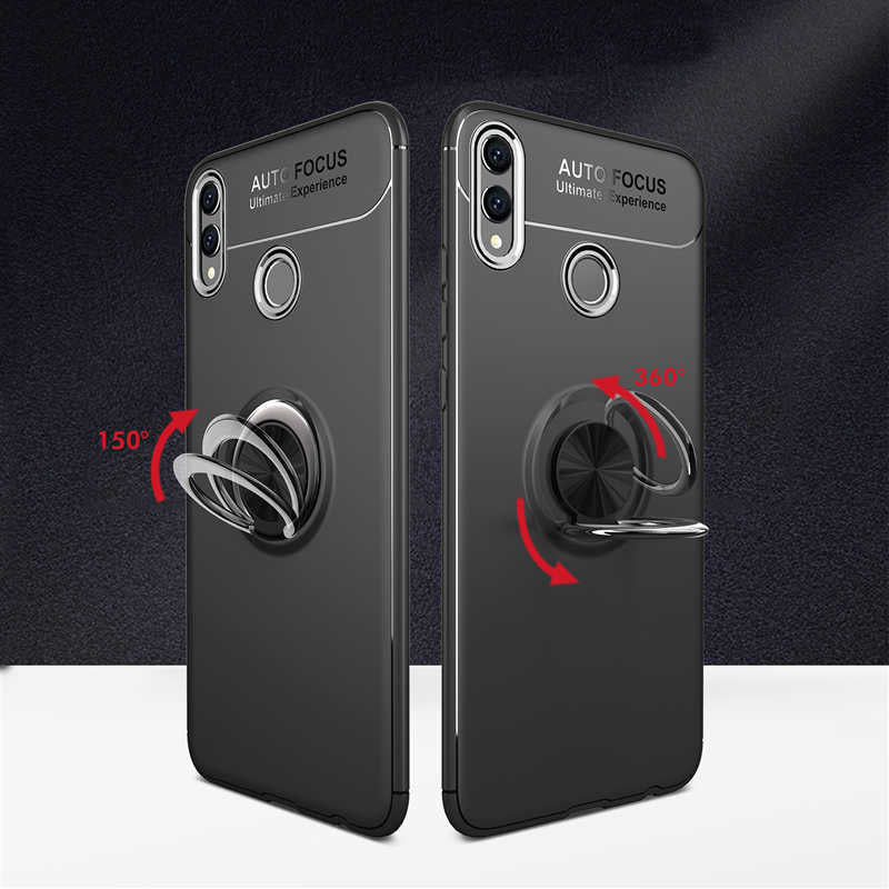 Huawei Honor 8C Kılıf Zore Ravel Silikon Kapak Siyah-Mavi