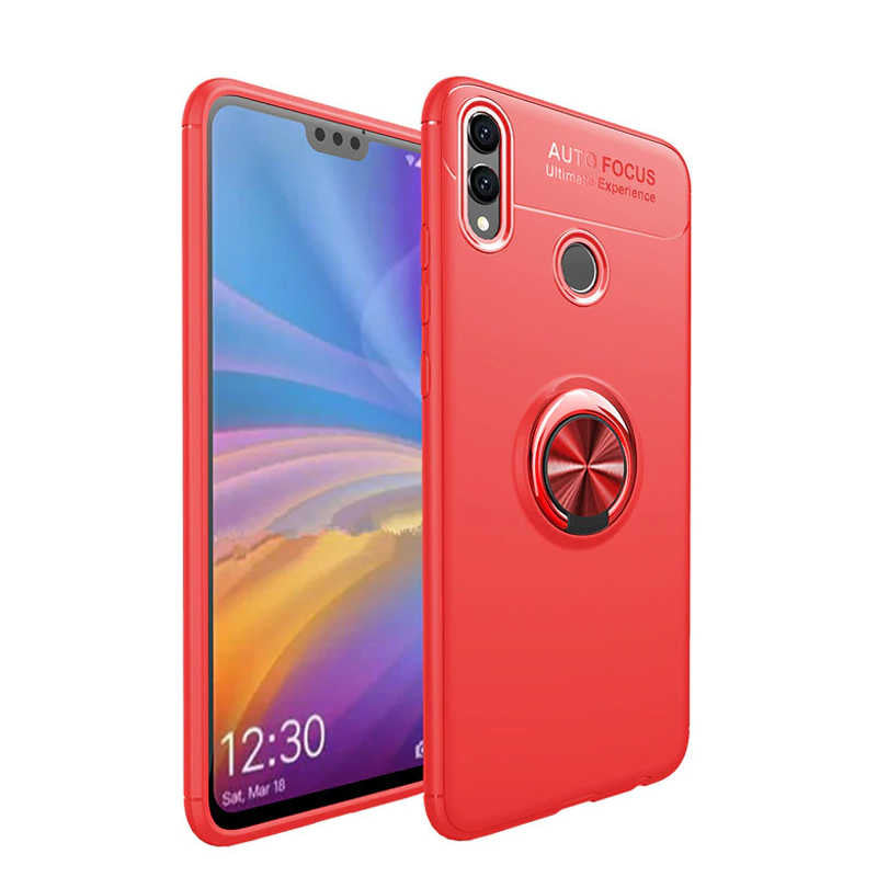 Huawei Honor 8C Kılıf Zore Ravel Silikon Kapak Siyah-Kırmızı