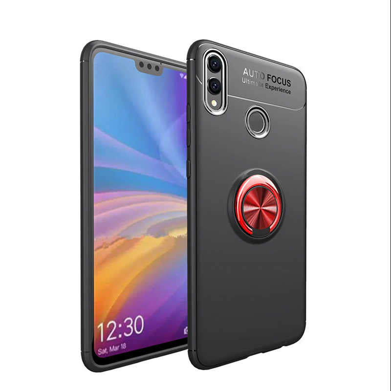 Huawei Honor 8C Kılıf Zore Ravel Silikon Kapak Siyah-Kırmızı