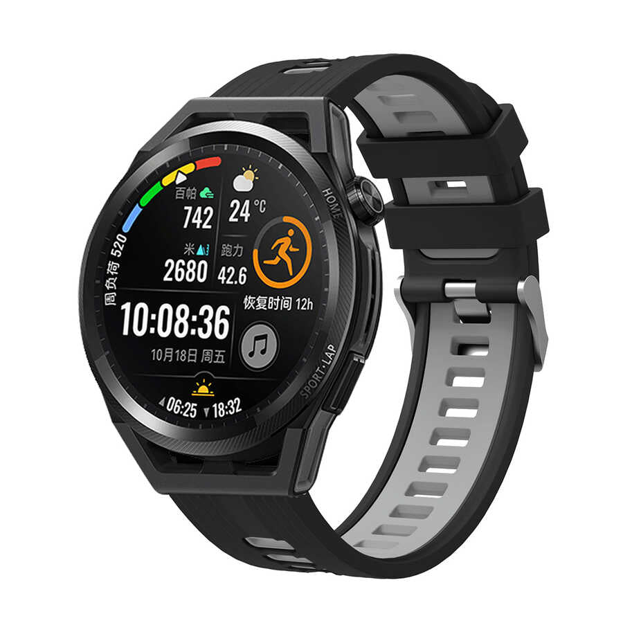 Huawei Honor Magic 2 46mm KRD-55 Silikon Kordon Siyah-Gri