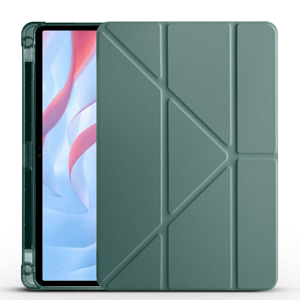 Huawei Honor Pad X9 11.5' Kılıf Zore Tri Folding Kalem Bölmeli Standlı Kılıf Koyu Yeşil