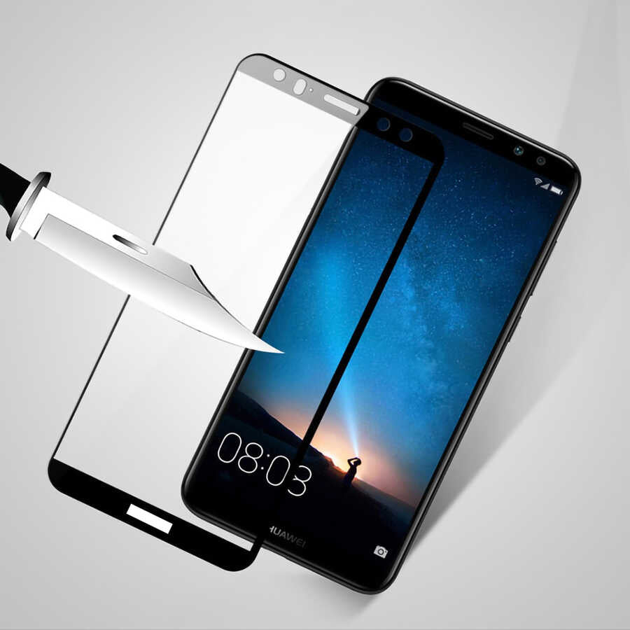 Huawei Mate 10 Lite Davin 5D Cam Ekran Koruyucu Siyah