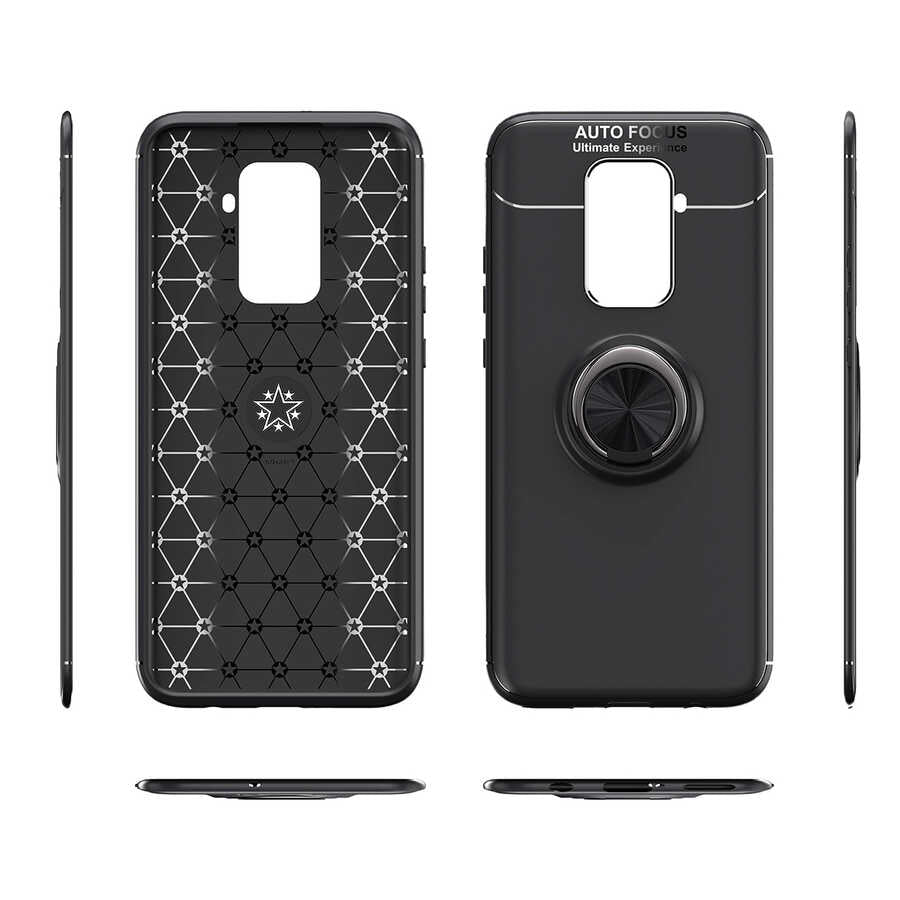 Huawei Mate 30 Lite Kılıf Zore Ravel Silikon Kapak Siyah-Mavi