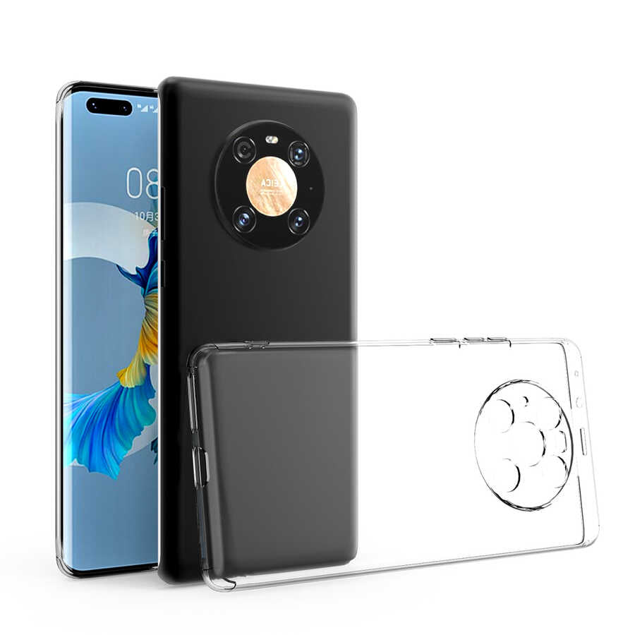 Huawei Mate 40 Pro Kılıf Zore Kamera Korumalı Süper Silikon Kapak Renksiz