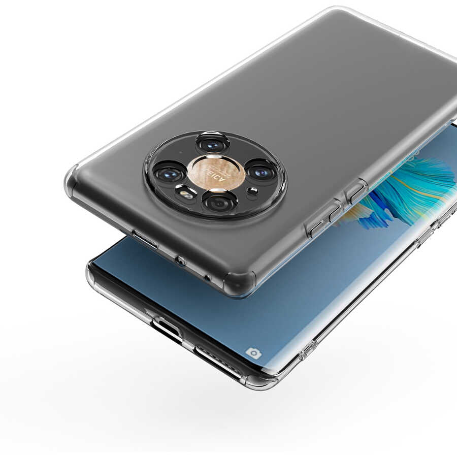Huawei Mate 40 Pro Kılıf Zore Kamera Korumalı Süper Silikon Kapak Renksiz