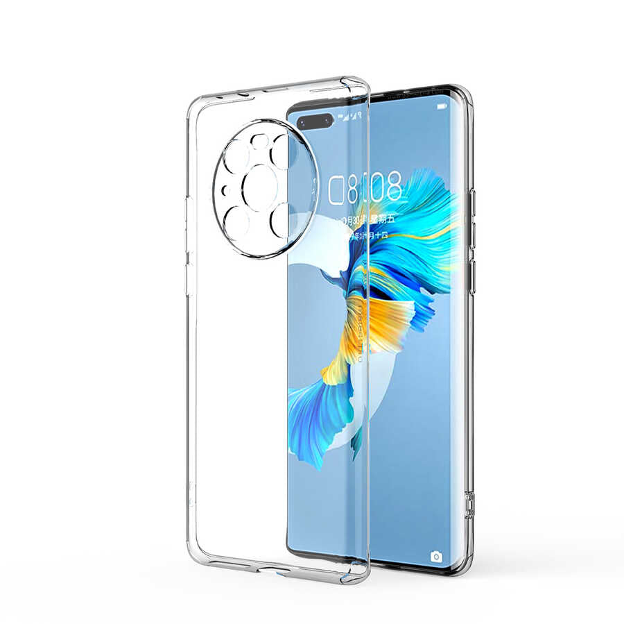 Huawei Mate 40 Pro Kılıf Zore Kamera Korumalı Süper Silikon Kapak Renksiz