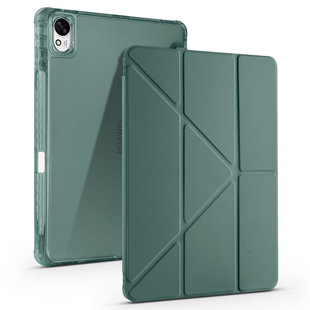 Huawei Matepad 11.5 2025 Kılıf Zore Tri Folding Kalem Bölmeli Standlı Kılıf Koyu Yeşil