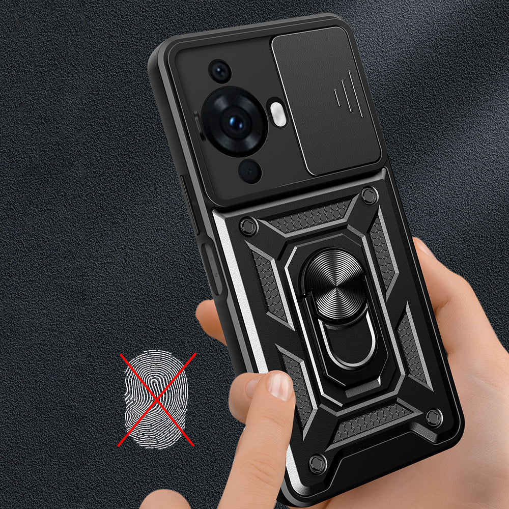 Huawei Nova 12S Kılıf Magnetik Standlı Kamera Korumalı Zore Sürgülü Vega Kapak Siyah