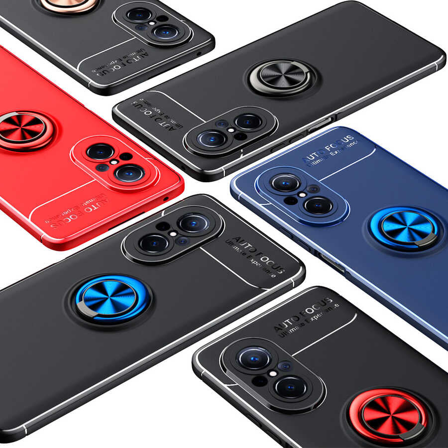 Huawei Nova 9 SE Kılıf Zore Ravel Silikon Kapak Siyah-Kırmızı