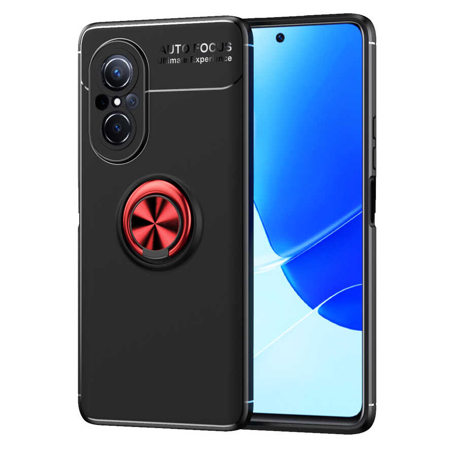 Huawei Nova 9 SE Kılıf Zore Ravel Silikon Kapak Siyah-Kırmızı