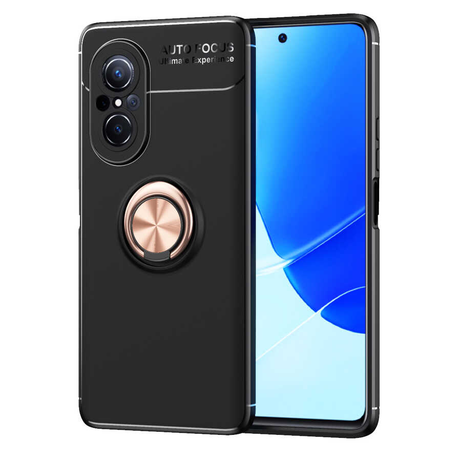 Huawei Nova 9 SE Kılıf Zore Ravel Silikon Kapak Siyah-Rose Gold