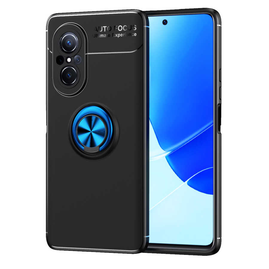 Huawei Nova 9 SE Kılıf Zore Ravel Silikon Kapak Siyah-Mavi