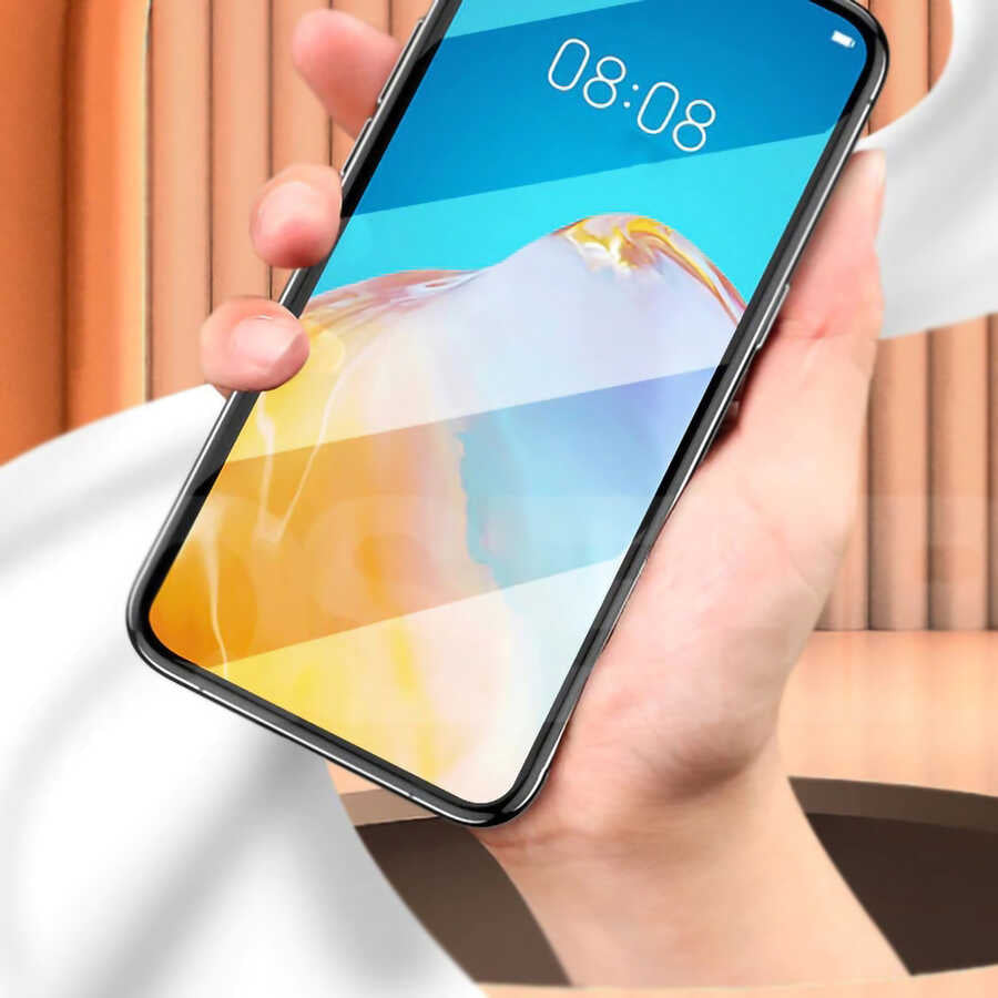 Huawei P Smart 2021 Davin 5D Cam Ekran Koruyucu Siyah