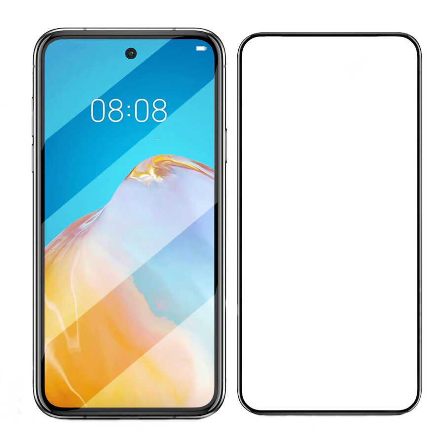Huawei P Smart 2021 Davin 5D Cam Ekran Koruyucu Siyah