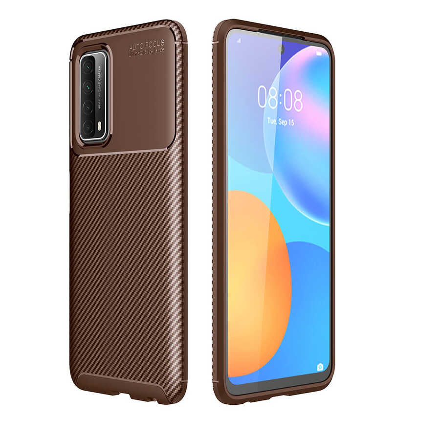 Huawei P Smart 2021 Kılıf Zore Negro Silikon Kapak Kahverengi