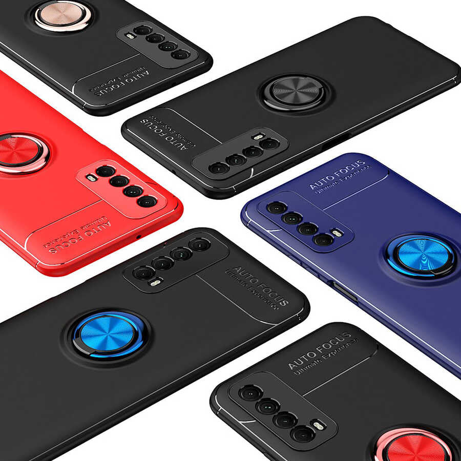 Huawei P Smart 2021 Kılıf Zore Ravel Silikon Kapak Siyah-Mavi