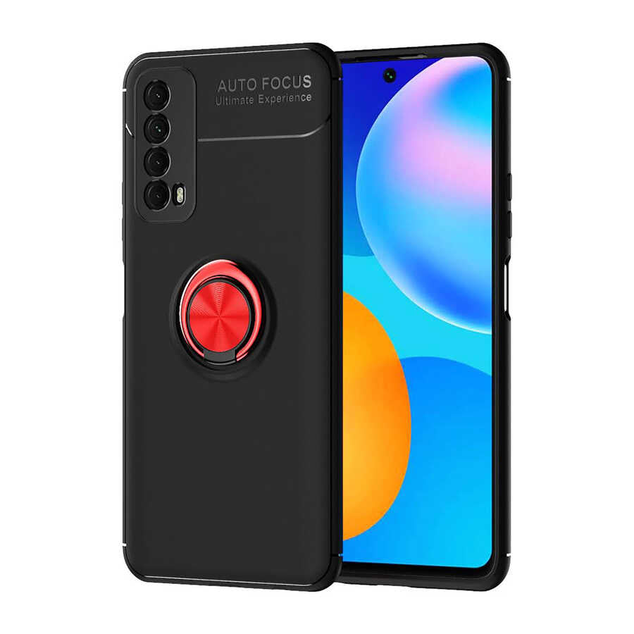 Huawei P Smart 2021 Kılıf Zore Ravel Silikon Kapak Siyah-Kırmızı