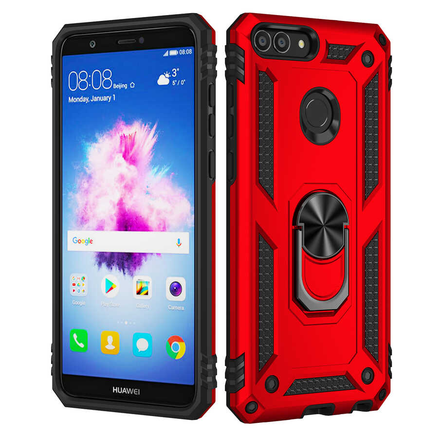 Huawei P Smart Kılıf Zore Vega Kapak Kırmızı